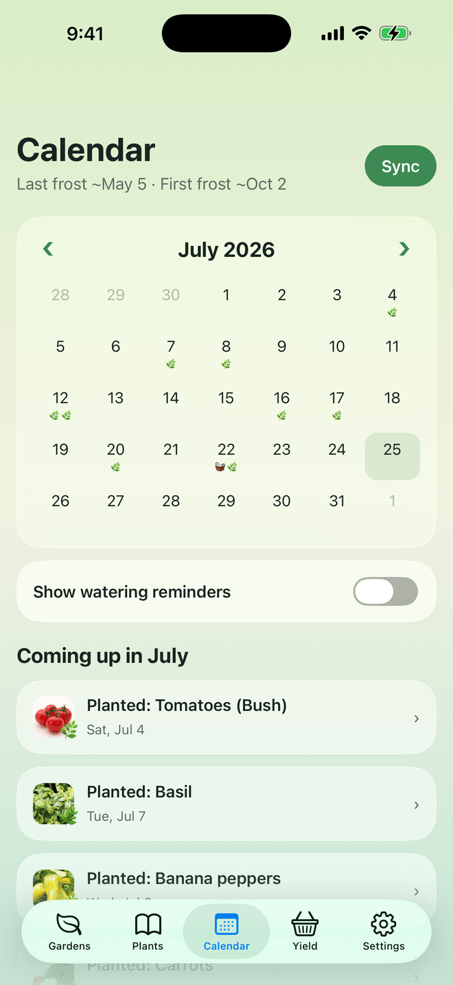 Planting calendar